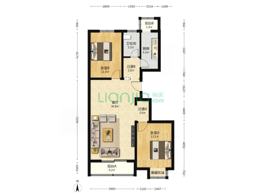 次渠北里二区 2室1厅1卫 106平方