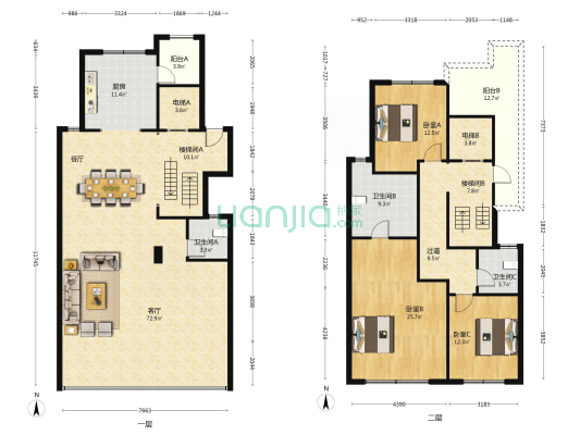 珠光云山壹号 3室1厅3卫 243平方