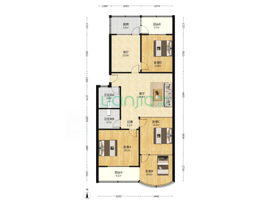 制锦市朝阳街 4室2厅2卫 141平方