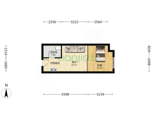 悦禾城 1室1厅1卫 44平方