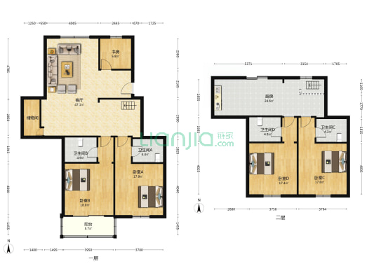 康力花园 5室1厅4卫 230平方
