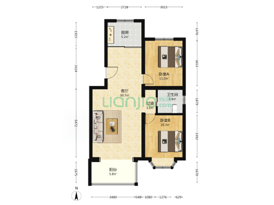 迎风六里二区 2室1厅1卫 91平方
