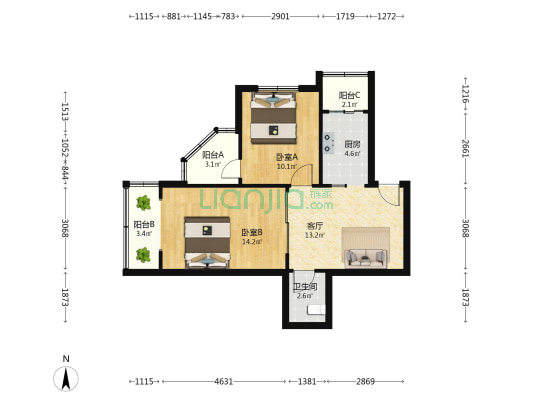 登州路69-71（单号） 2室1厅1卫 68平方