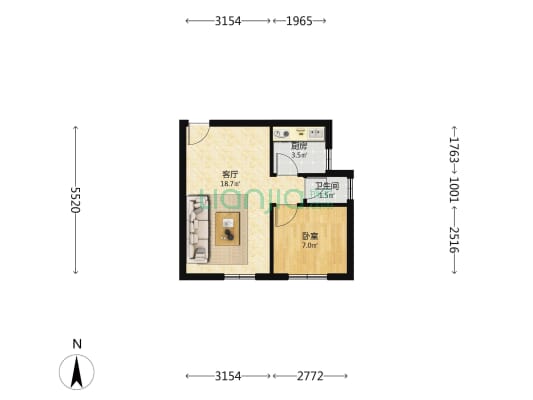 乐华新村 1室1厅1卫 38平方