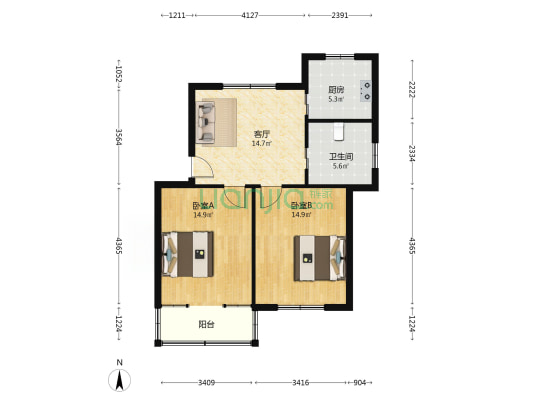 海港二村 2室1厅1卫 77平方