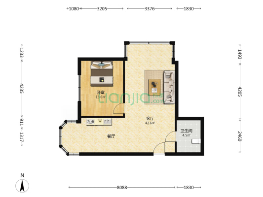 老北站西小区 1室1厅1卫 82平方