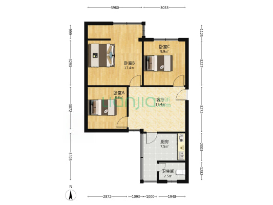 前村里 3室1厅1卫 67平方