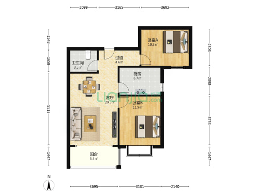 文华里西区 2室1厅1卫 93平方