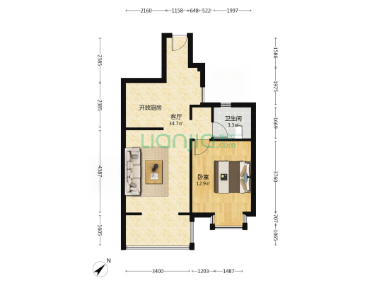 建阳欣语二期 1室1厅1卫 63平方