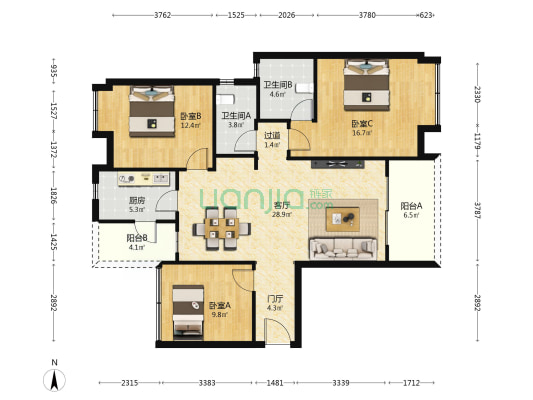 人居金云府 3室1厅2卫 118平方