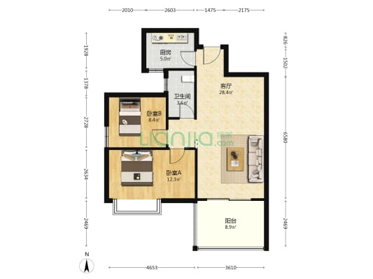 祥瑞家园 2室1厅1卫 80平方
