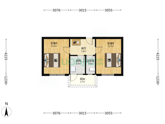 电大街25号 2室1厅1卫 49平方