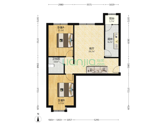 小区在华阳路北德信公园旁，房龄新，社区人车分流-户型图
