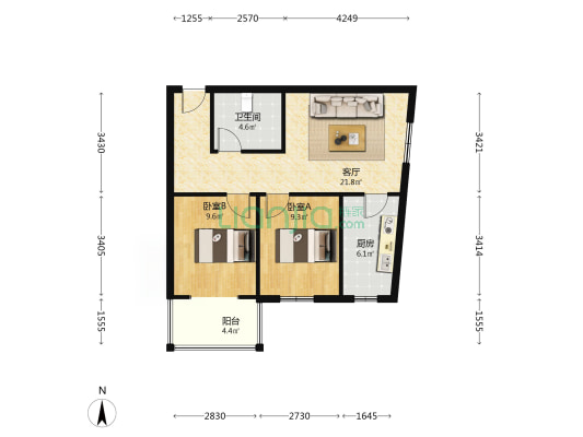 东南户型  好楼层采光好   交通方便-户型图