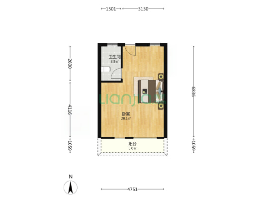松湖兰莛 1室0厅1卫 54平方