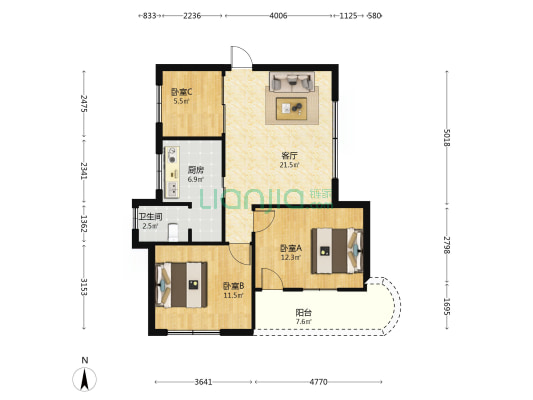 教育路15-1号工行宿舍 3室1厅1卫 81平方
