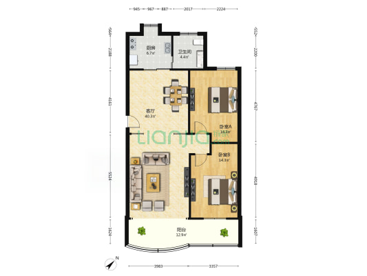 前卫路 2室1厅1卫 110平方