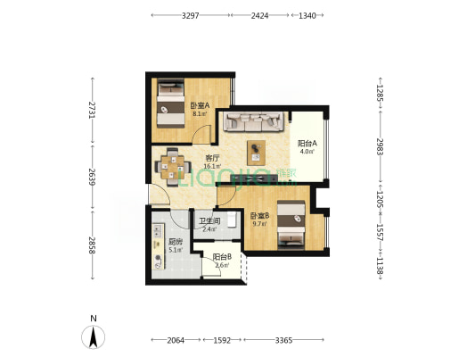 长龙家园一区 2室1厅1卫 62平方