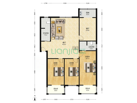 紫薇花园 3室2厅2卫 161平方