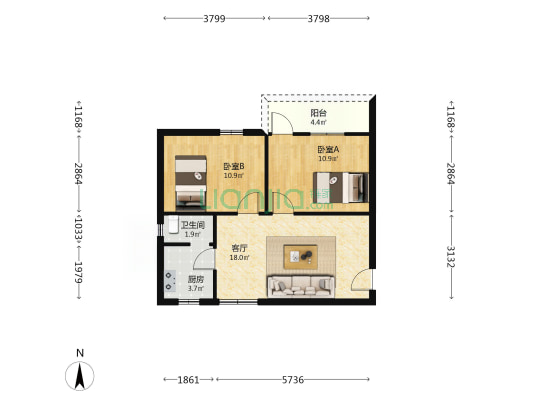 芳村大道中石围塘 2室1厅1卫 61平方