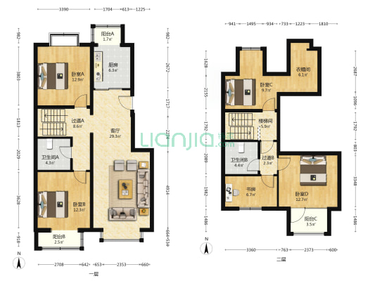 天锦苑 5室1厅2卫 158平方