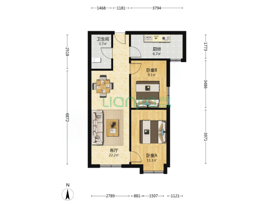 真彩仁恒 2室1厅1卫 75平方