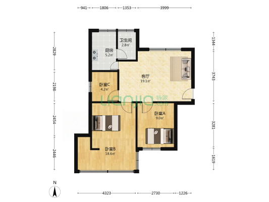 广东省冶金建筑安装有限公司 3室1厅1卫 66平方