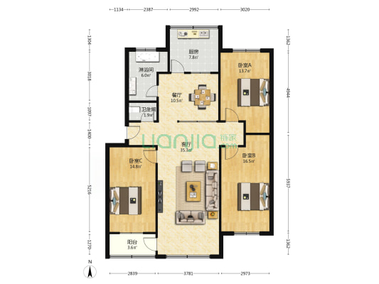 冶金厂 3室2厅2卫 133平方