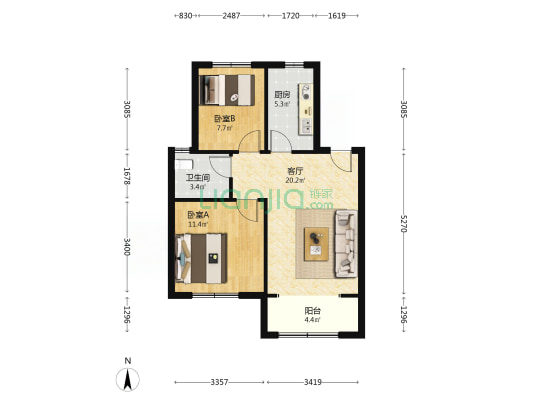 阳光佳苑 2室1厅1卫 81平方