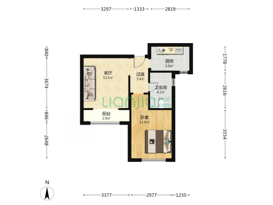 荣乐园 1室1厅1卫 62平方