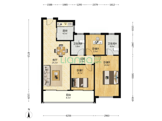 相和云庭 3室1厅2卫 101平方