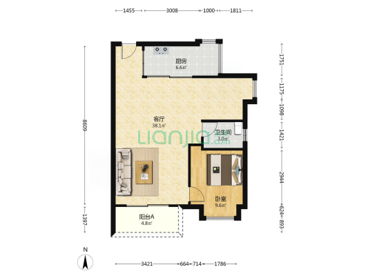 景湖雅居 1室1厅1卫 77平方