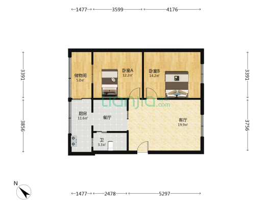 下水巷39号 2室1厅1卫 74平方