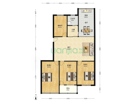协和公寓 3室1厅1卫 148平方