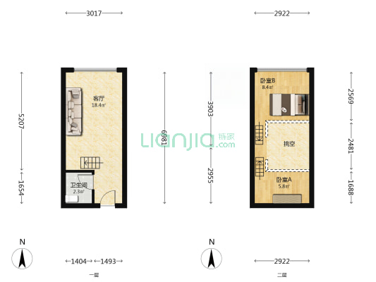 青花东岸 2室1厅1卫 33平方
