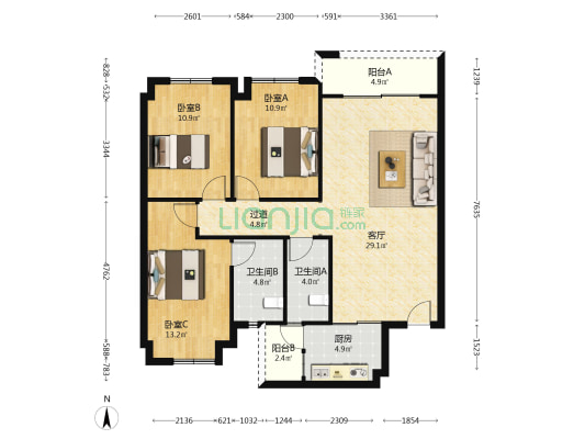 和威山千院 3室1厅2卫 107平方