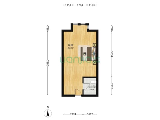 紫金城 1室0厅1卫 50平方