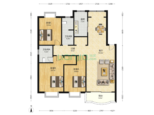 蜀景苑 3室1厅2卫 143平方