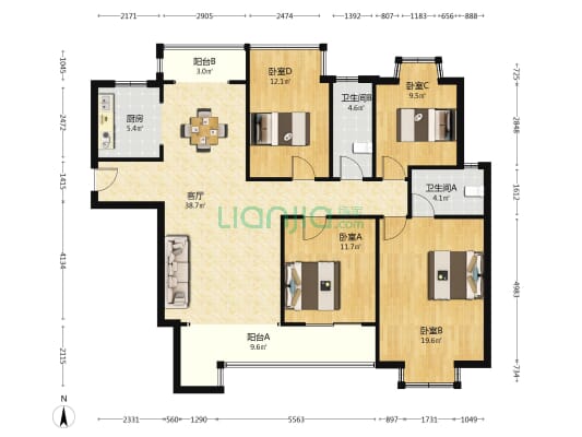 翡翠华庭 4室1厅2卫 150平方