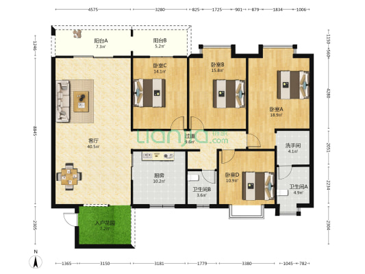 江滨雅轩 4室1厅3卫 172平方