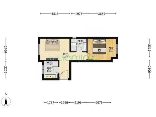 晏河湾家园二区 1室1厅1卫 56平方