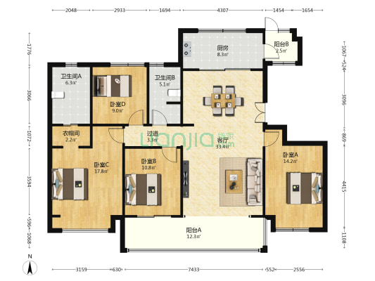 新尚尚院 4室1厅2卫 147平方