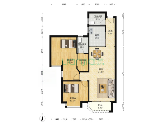 汇景台 2室1厅2卫 102平方