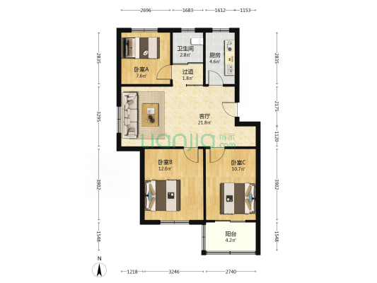 双凤凤梅佳园东区 3室1厅1卫 80平方