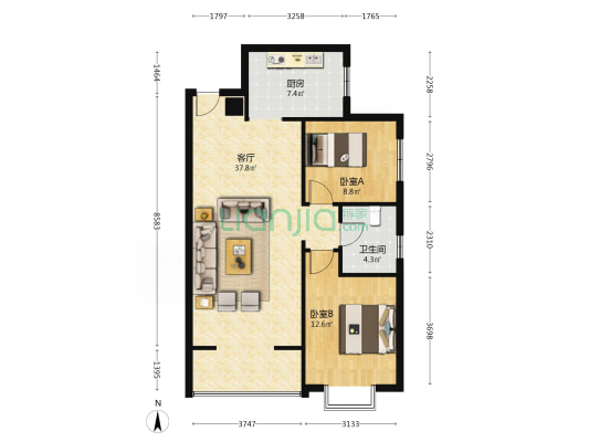 微彩雅苑 2室1厅1卫 94平方