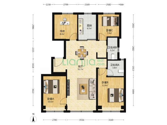 中建·长安麓府 4室1厅2卫 115平方