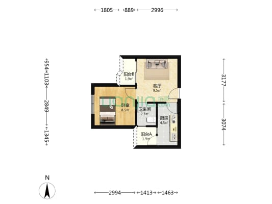 罗湖医院医疗科技楼 1室1厅1卫 40平方