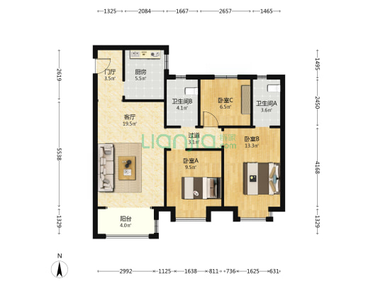 中交春风景里 3室1厅2卫 112平方