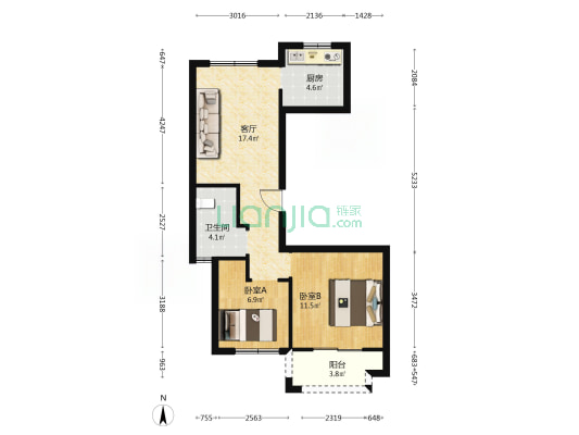 桐鹤名苑三区 2室1厅1卫 80平方