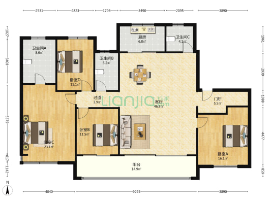 香港置地·紫玥 4室1厅3卫 180平方